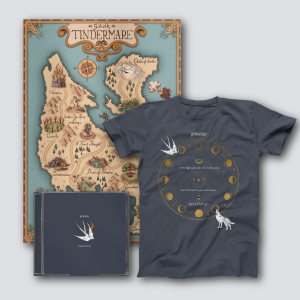 Gibishki – Pilgrim Bundle: Tindermare [CD] + T-Shirt + This Foreign Land Poster. A complete set featuring the debut album, premium Peruvian cotton tee and a full-color artwork poster of a fantasy map